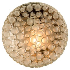 Vintage Textured Dots Glass Flush Mount by Hillebrand, Germany, 1960s