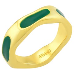 Textured Enamel Ring (Dark Green)