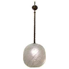 Vintage Textured Frosted Murano Glass Globe Pendant Light