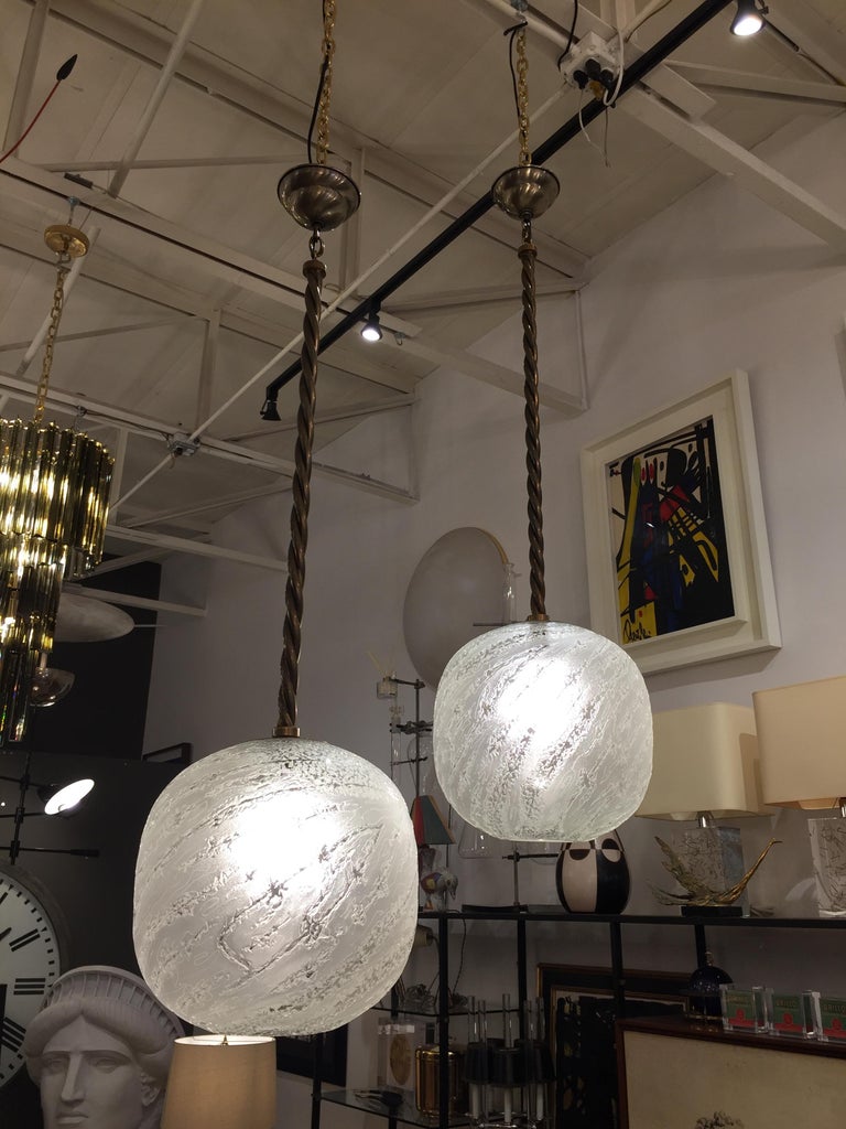 Textured Frosted Murano Glass Globe Pendant Light At 1Stdibs Photo Inspiration