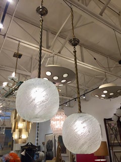 Textured Frosted Murano Glass Globe Pendant Light
