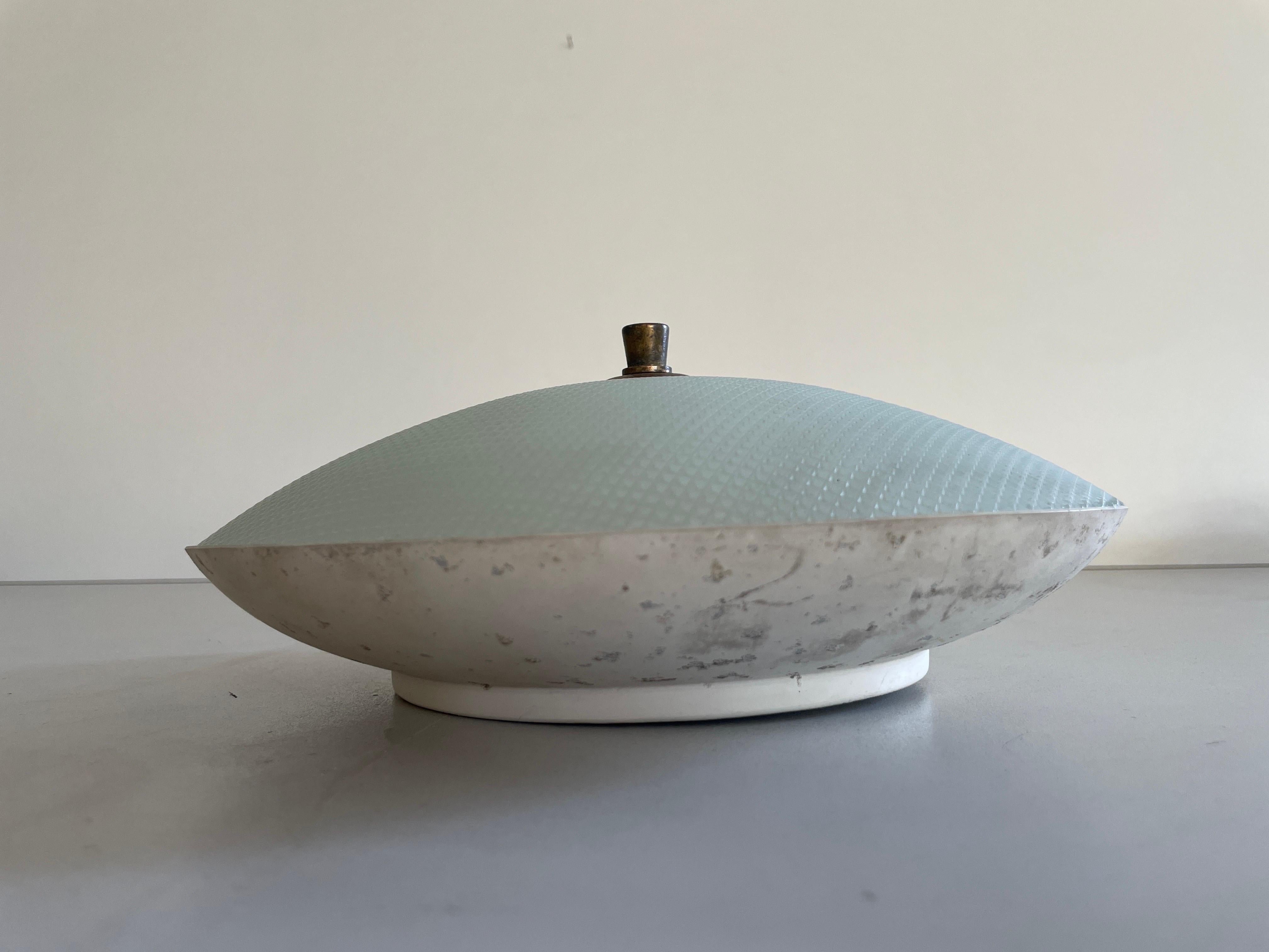 Paar Wandleuchter aus strukturiertem Glas und weißem Metall für Lumi, 1950er Jahre, Italien (Mitte des 20. Jahrhunderts) im Angebot