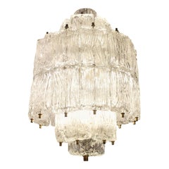 Lustre Barovier et Toso en verre texturé, Italie, années 1950