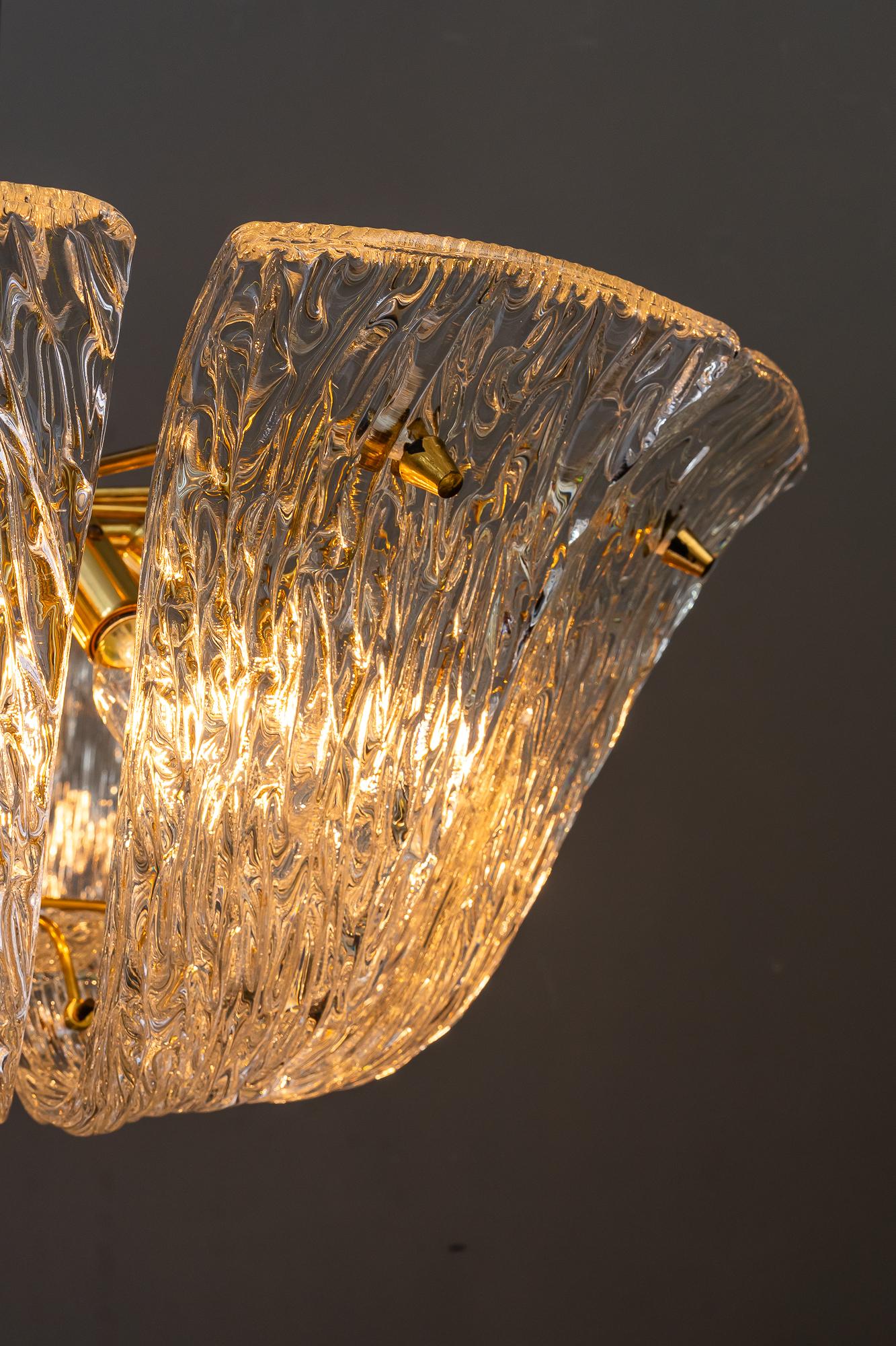 Lustre en verre texturé de Kalmar, Vienne, vers 1950 en vente 4