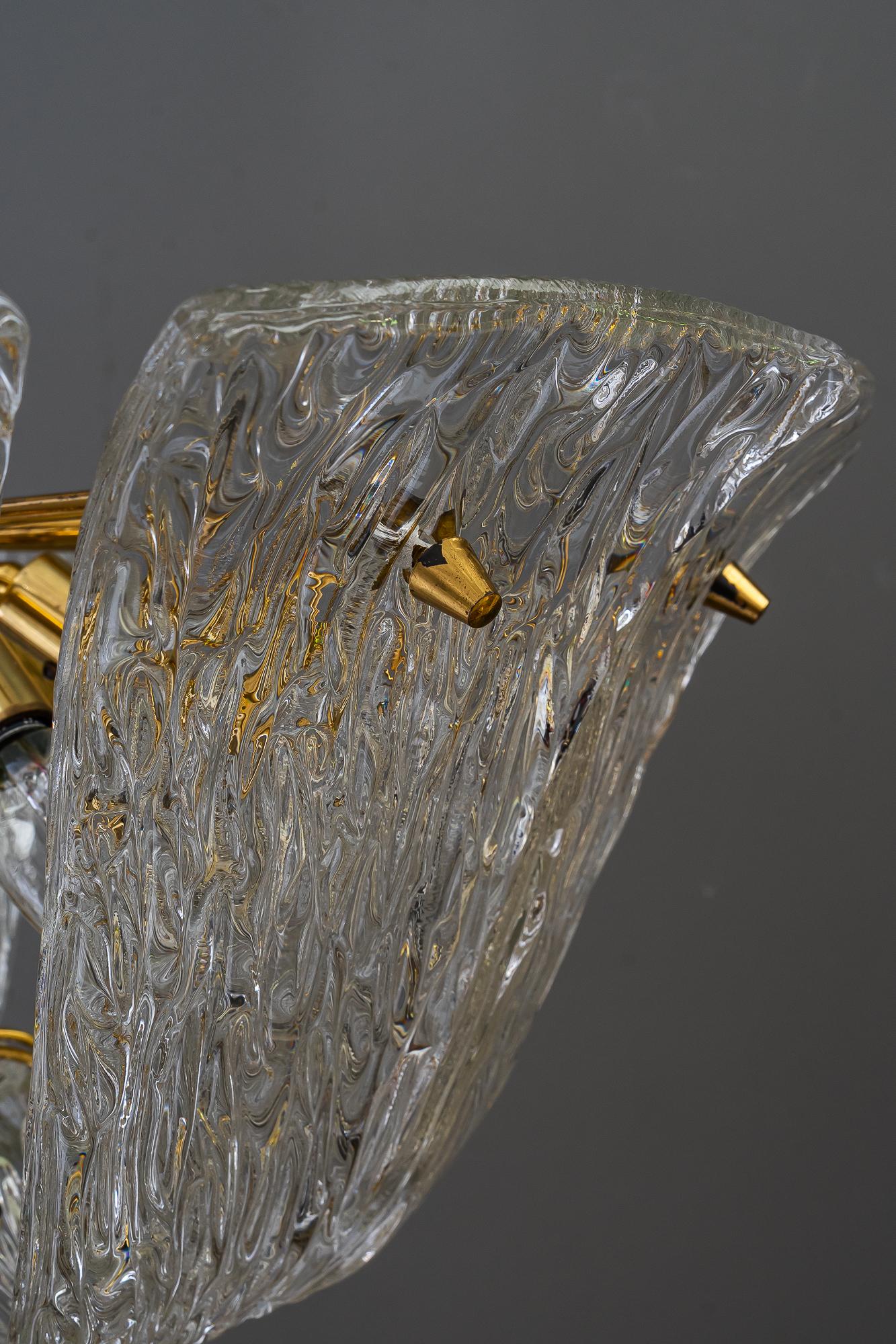 Mid-Century Modern Lustre en verre texturé de Kalmar, Vienne, vers 1950 en vente