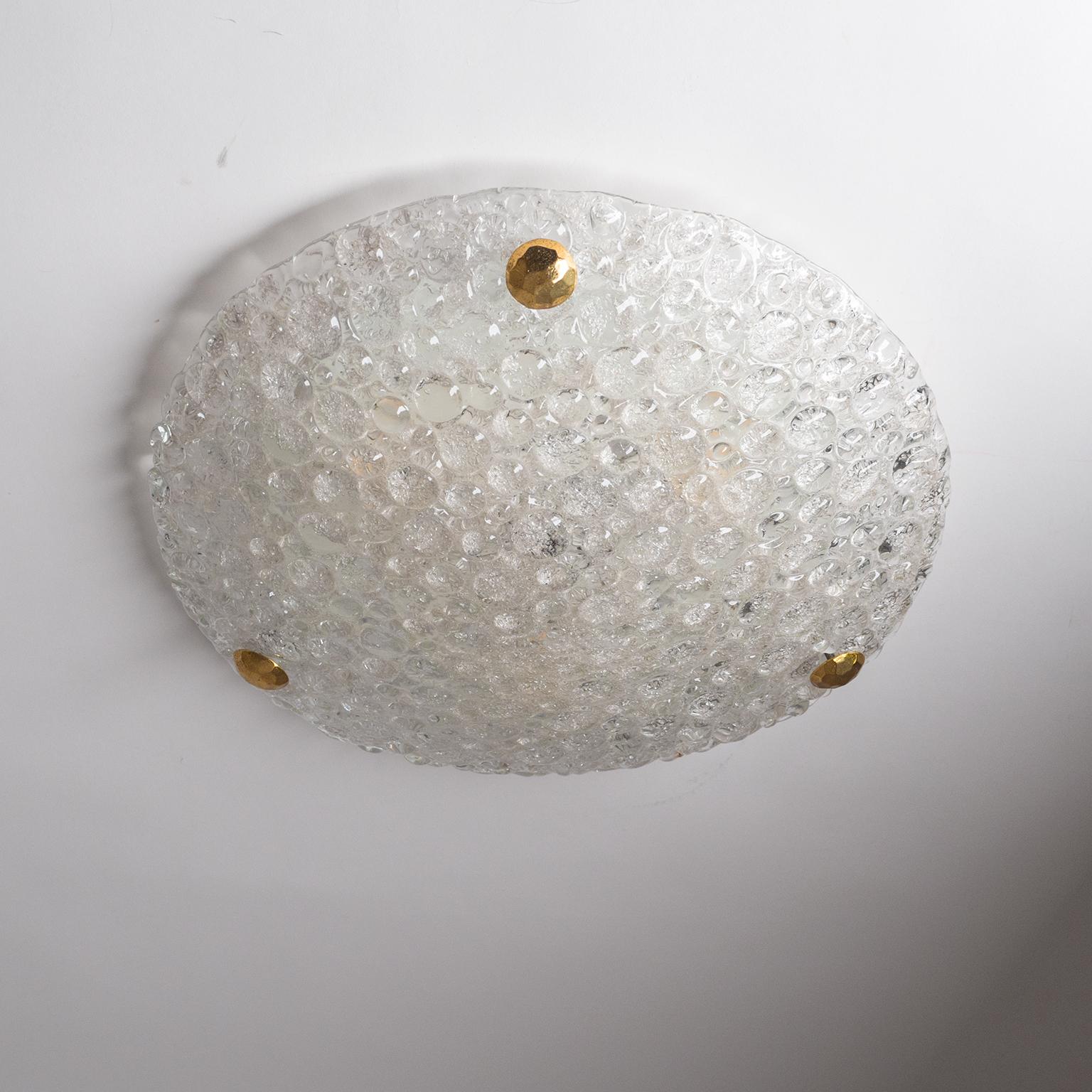 Textured Glass Flush Mount, 1960s In Good Condition In Vienna, AT