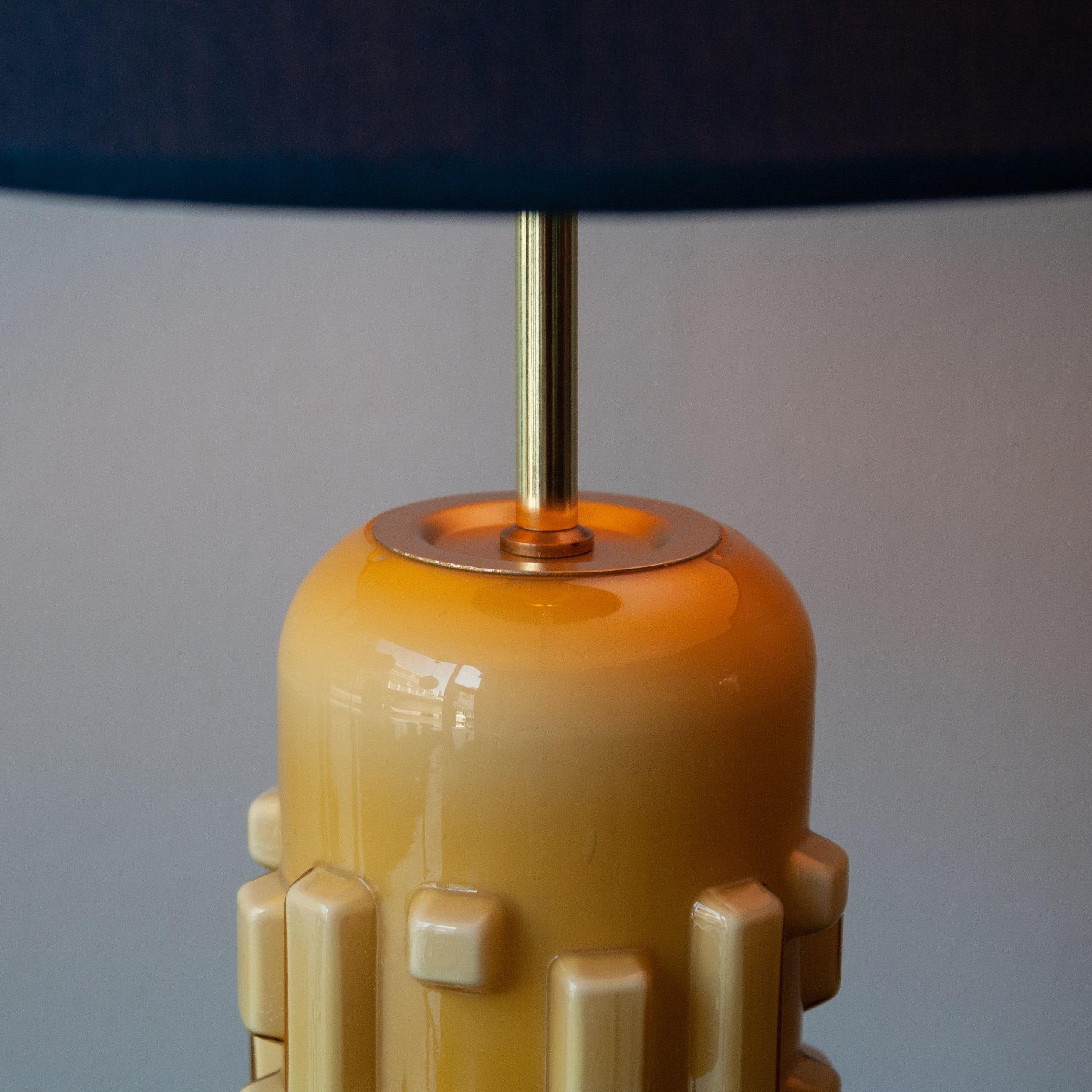 Swedish Textured Glass Lamp by Helena Tynell, 1968 For Sale
