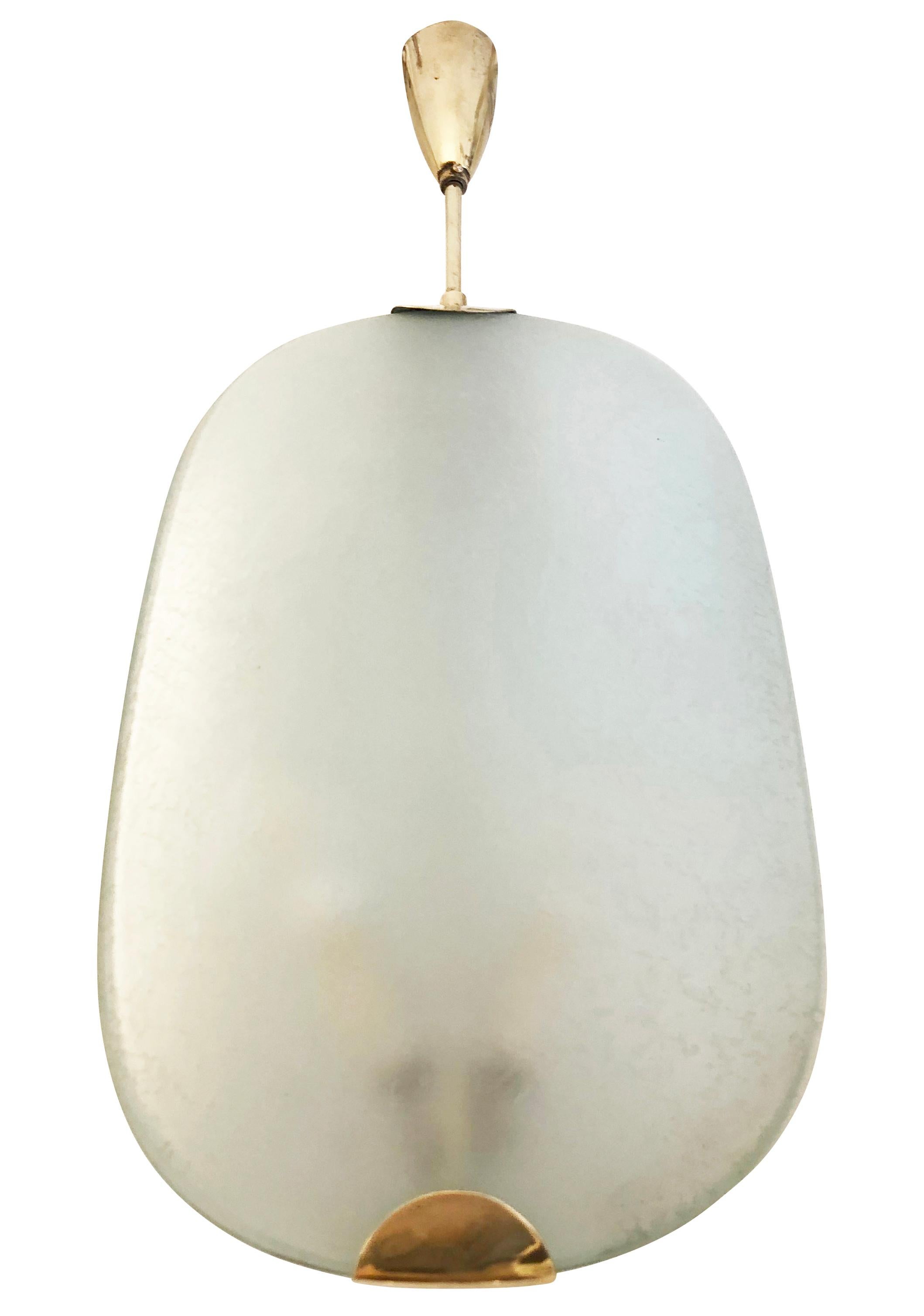 Textured Glass Pendant by Fontana Arte, Italy, 1955 In Good Condition In New York, NY