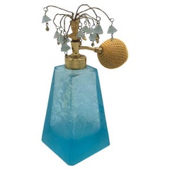 Textured Glass Perfume Bottle with Floral Atomizer Top