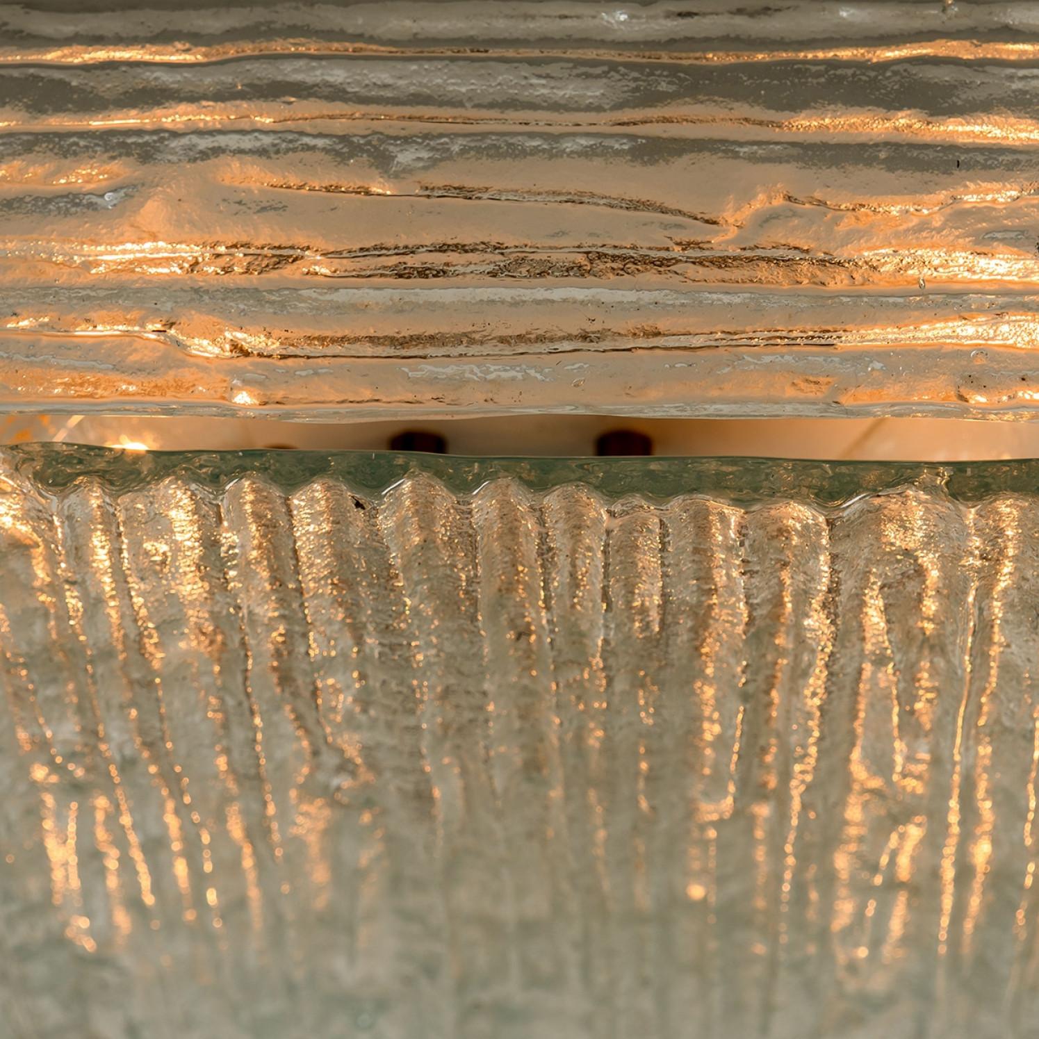 Textured Glass Square Flush Mount by Kalmar, Austria 1960 For Sale 3