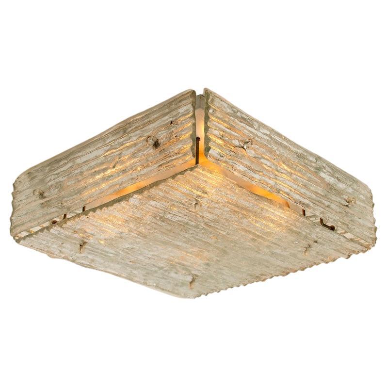 Textured Glass Square Flush Mount by Kalmar, Austria 1960