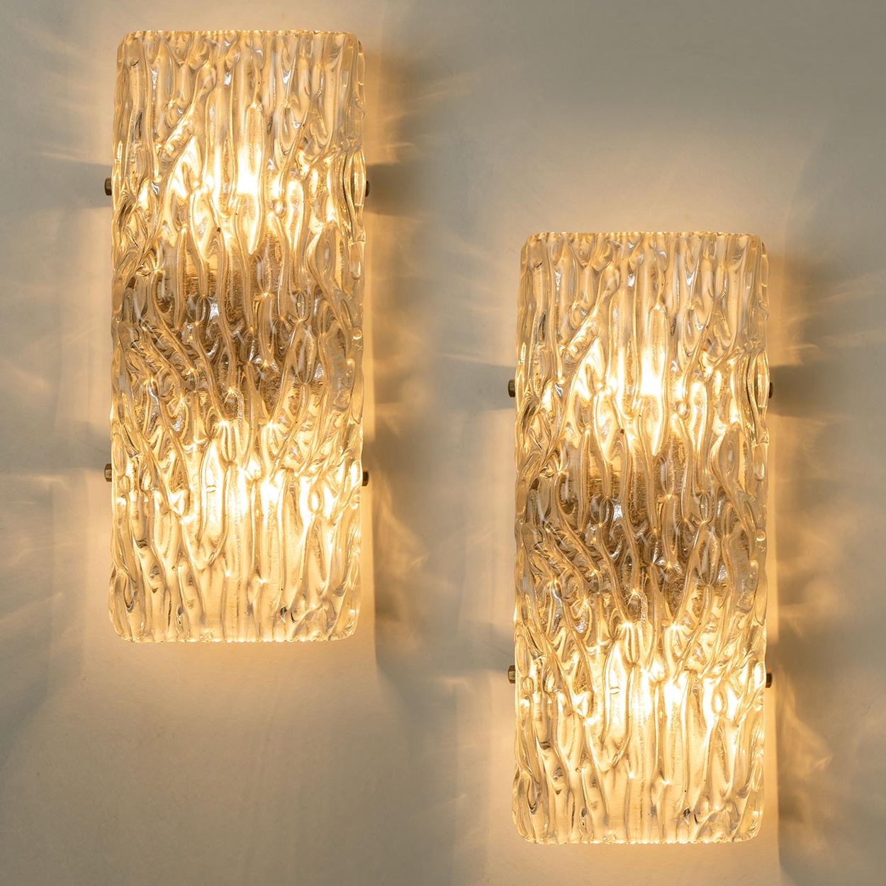Textured Glass Wall Lights by J.T. Kalmar, Austria, 1960s 5