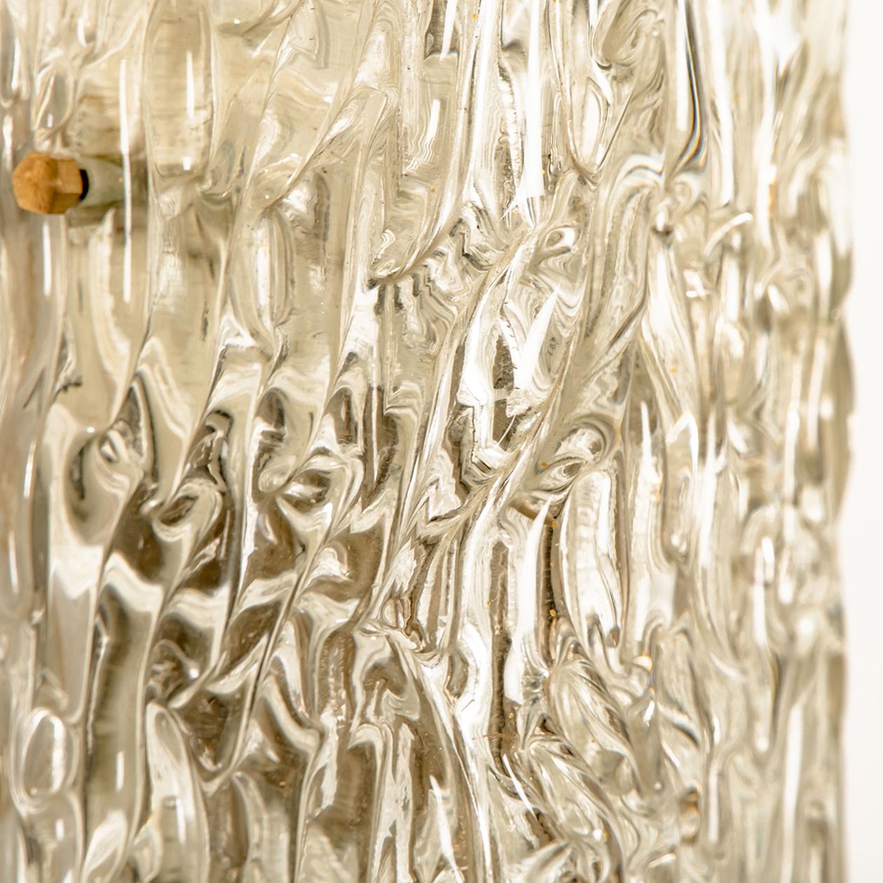Austrian Textured Glass Wall Lights by J.T. Kalmar, Austria, 1960s