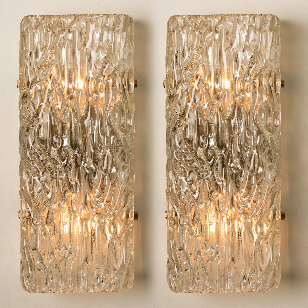 Lacquered Textured Glass Wall Lights by J.T. Kalmar, Austria, 1960s