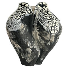Textured Glaze Black Ceramic Vessel- Lost Quarry -Handcrafted Organic Modern