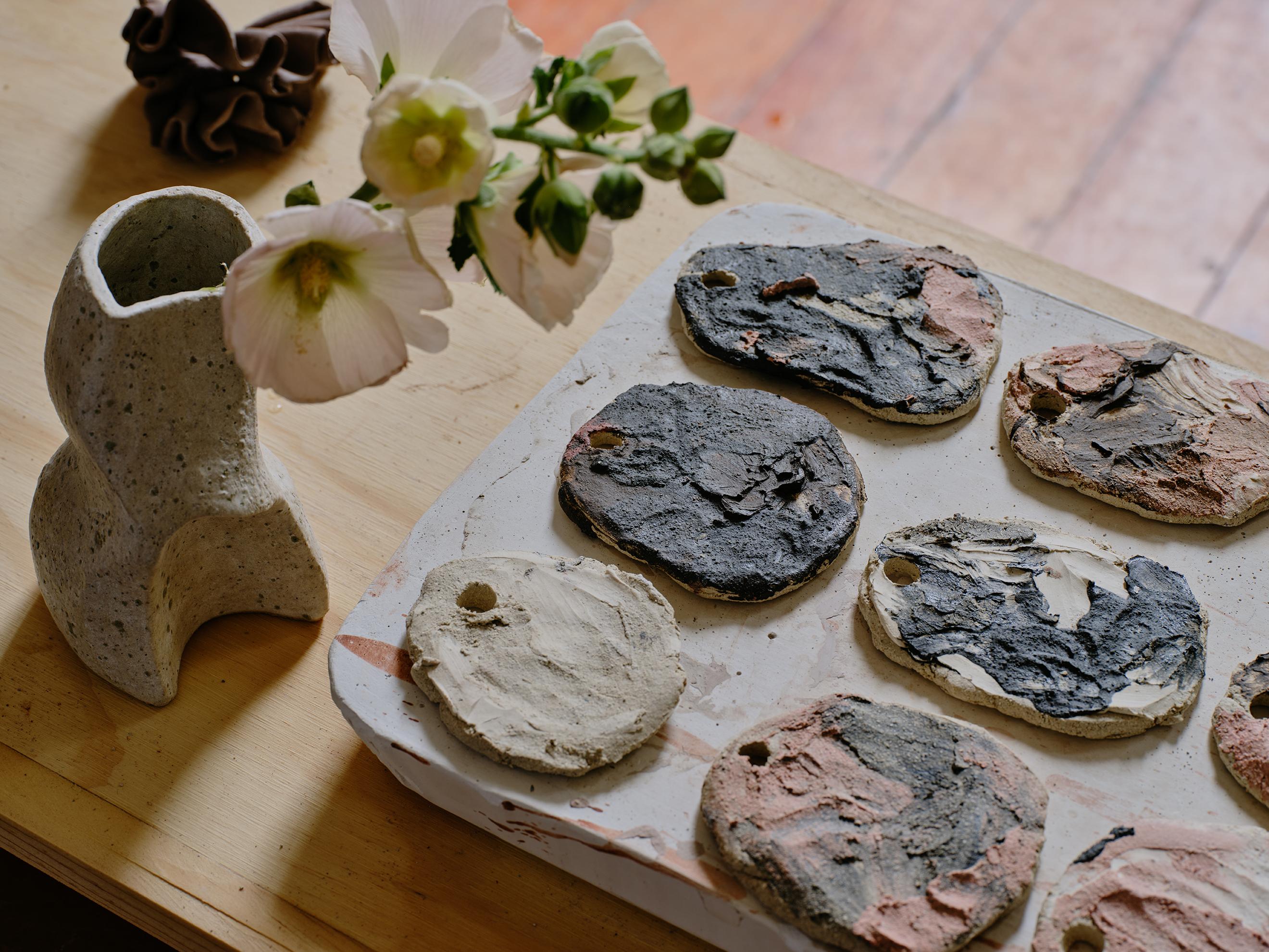 Textured Glaze White Ceramic Vessel- Lost Quarry -Handcrafted Organic Modern For Sale 4