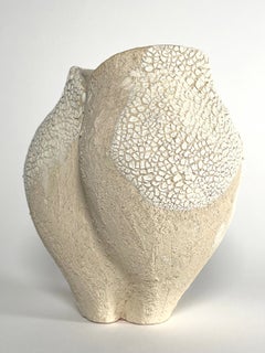 Textured Glaze White Ceramic Vessel- Lost Quarry -Handcrafted Organic Modern