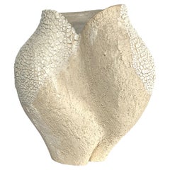 Textured Glaze White Ceramic Vessel- Lost Quarry -Handcrafted Organic Modern