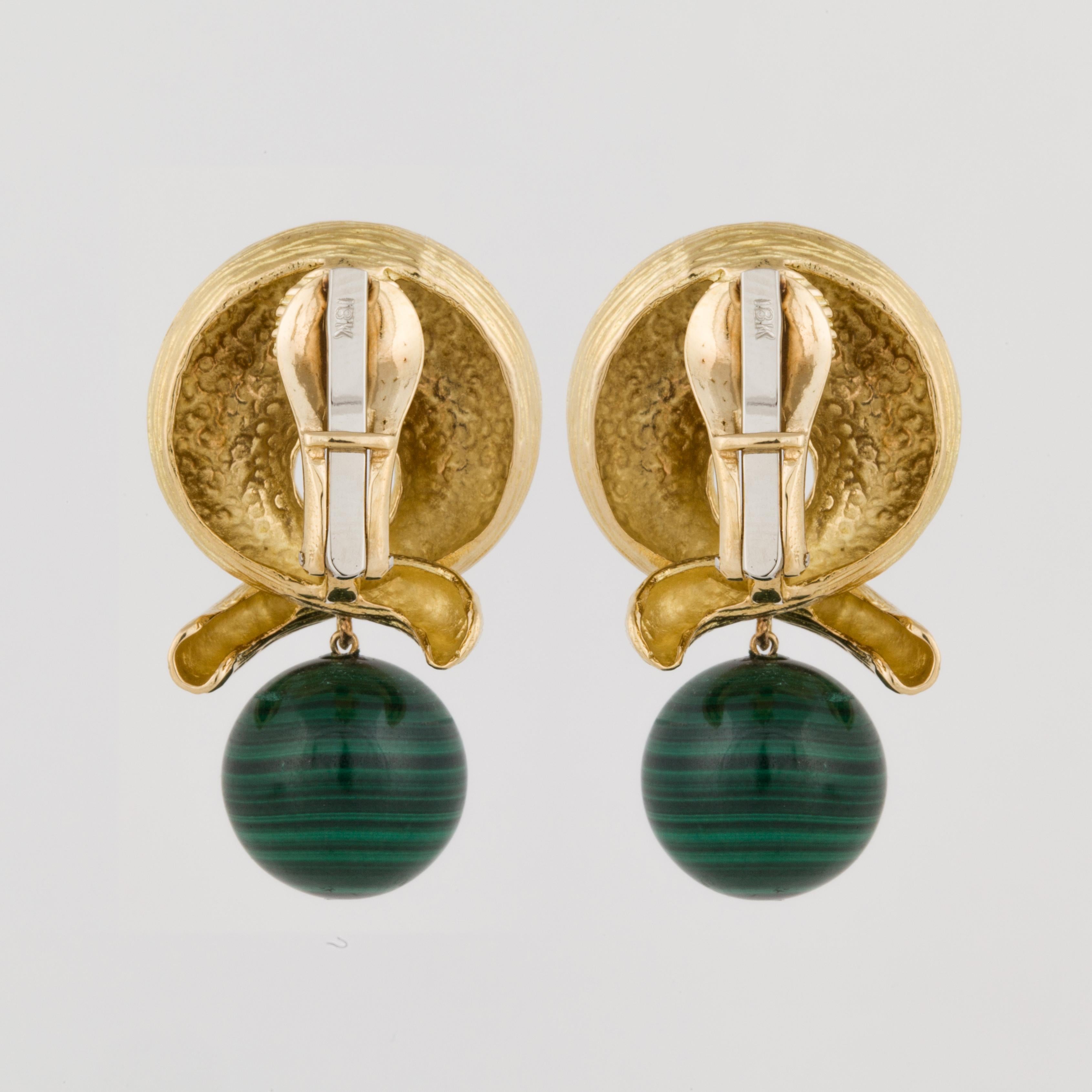 malachite earrings gold