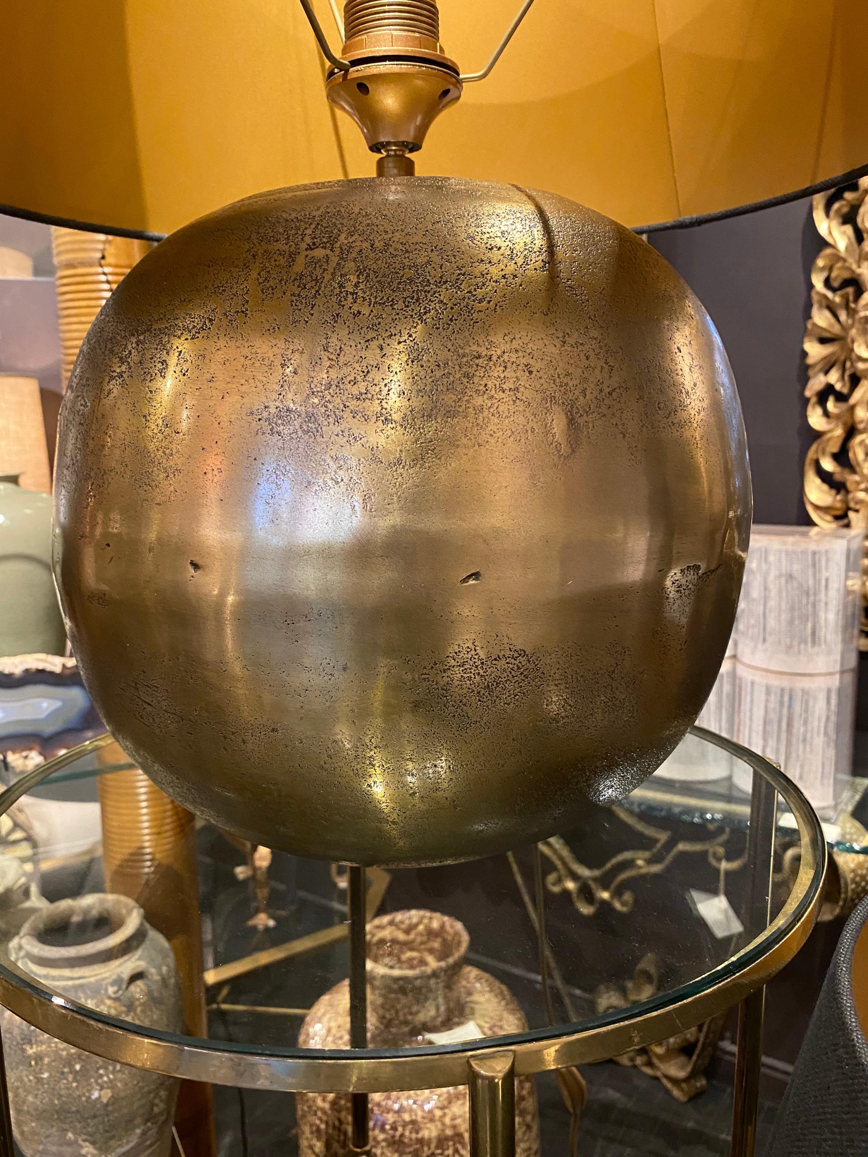 Textured Gold Color Metal Pair of Lamps, China, Contemporary In New Condition In New York, NY