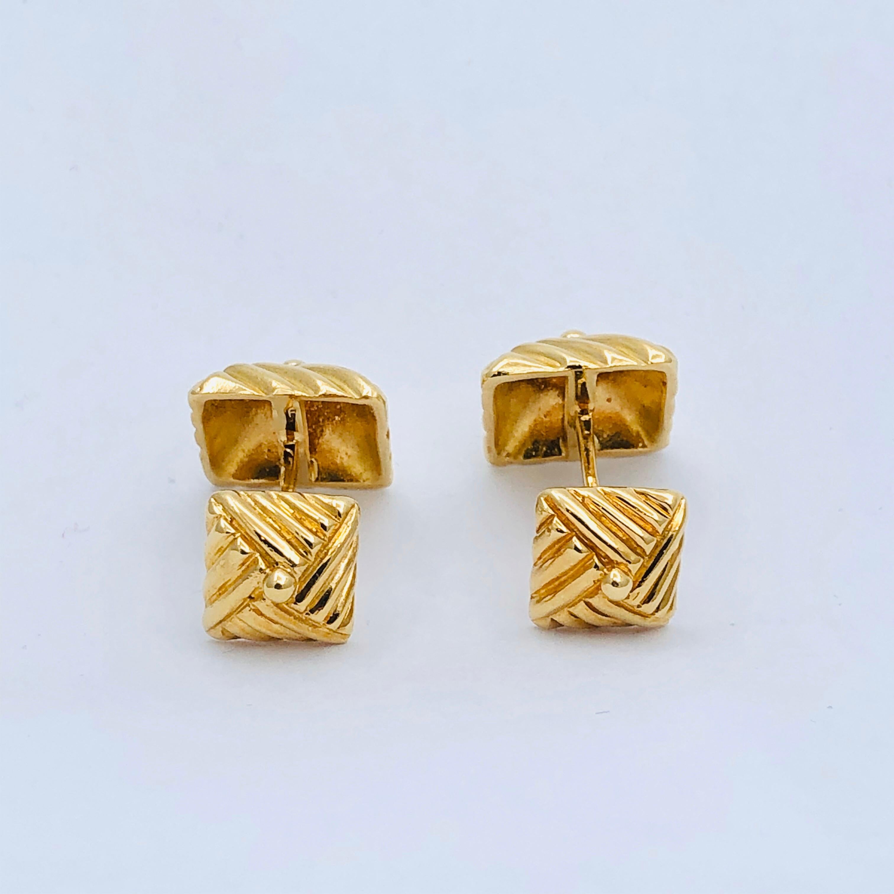 Women's or Men's Textured Gold Cufflinks by Emis Beros For Sale