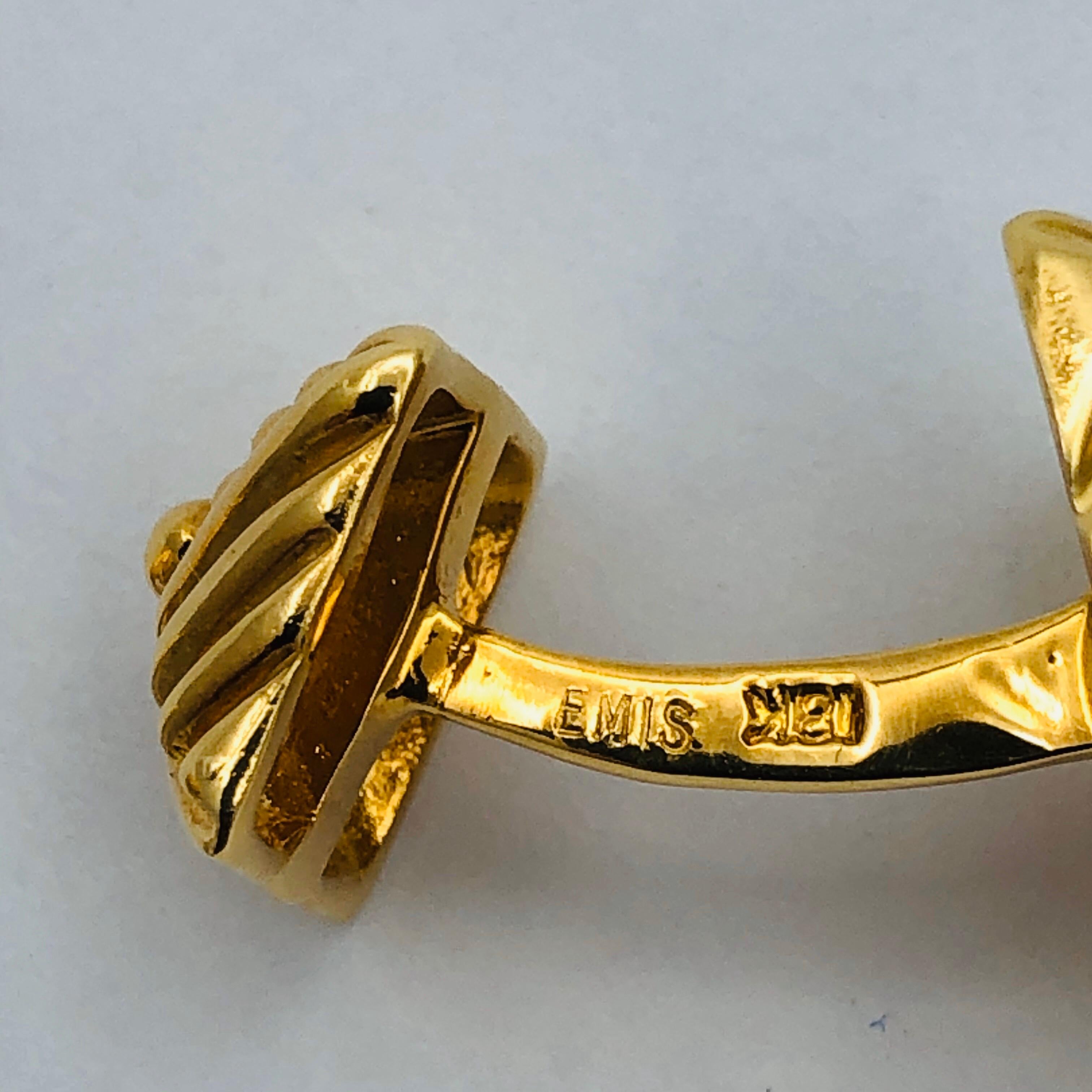Textured Gold Cufflinks by Emis Beros For Sale 1