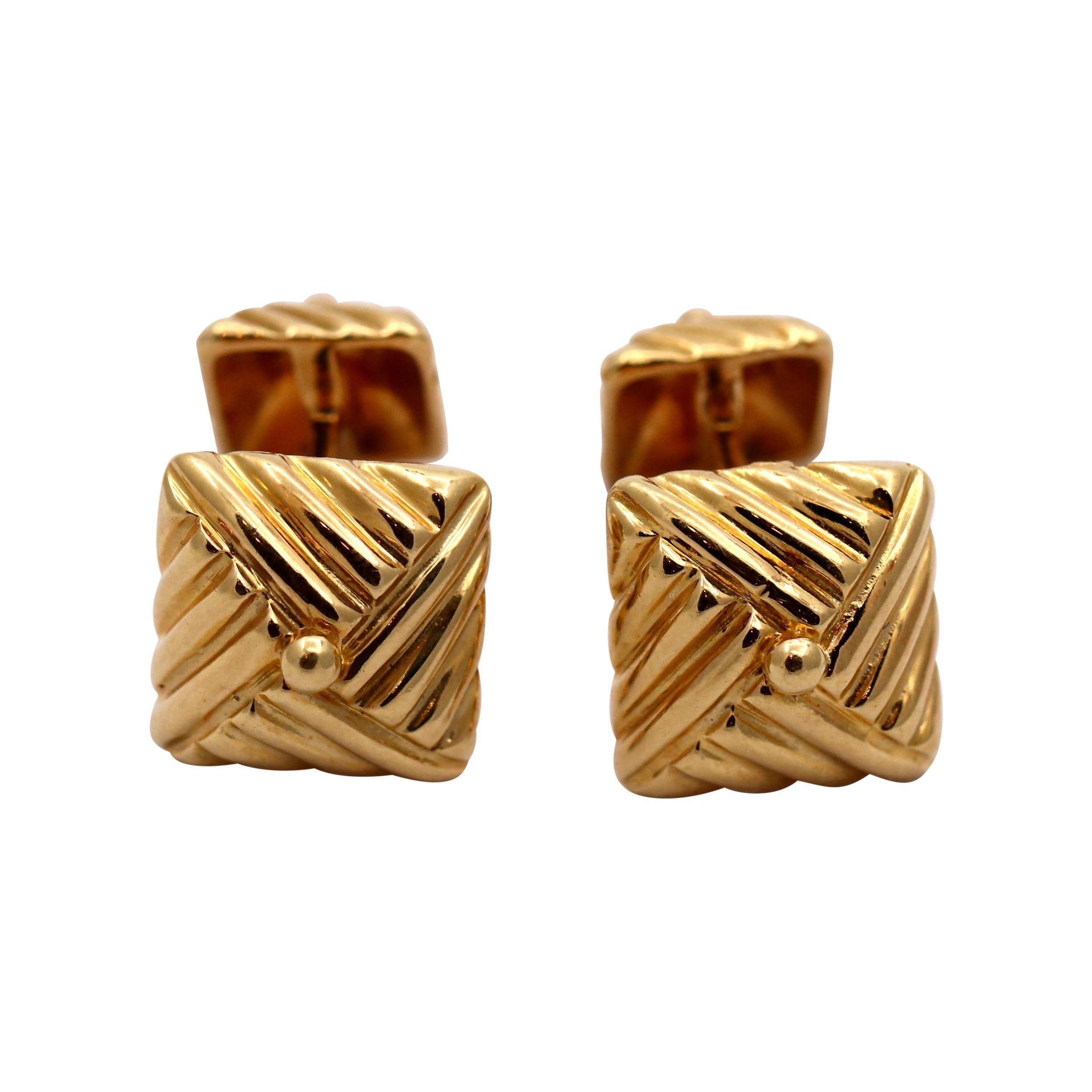 Textured Gold Cufflinks by Emis Beros For Sale
