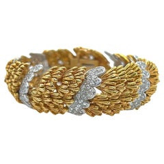 Textured Gold Diamond Flexible Bracelet