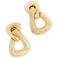 Textured Gold Door Knocker Earrings By Christian Dior, 1980s