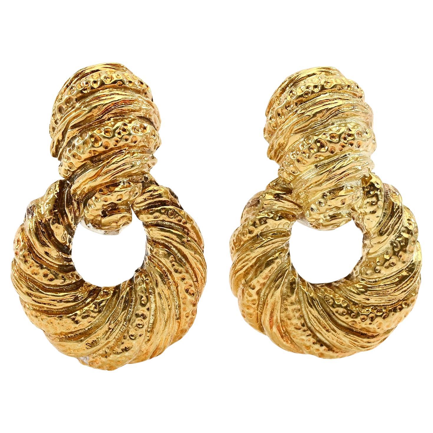 Textured Gold Doorknocker Earrings