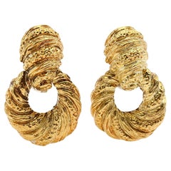 Textured Gold Doorknocker Earrings