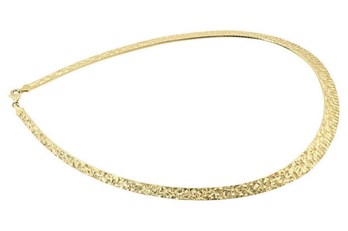Collana in argento 925 placcato oro con texture In condizioni buone in vendita a Miami Beach, FL