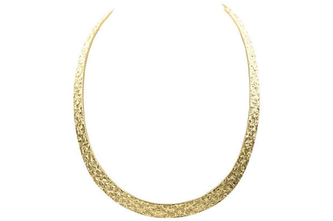 Textured Gold Plated Sterling Silver Necklace For Sale 2