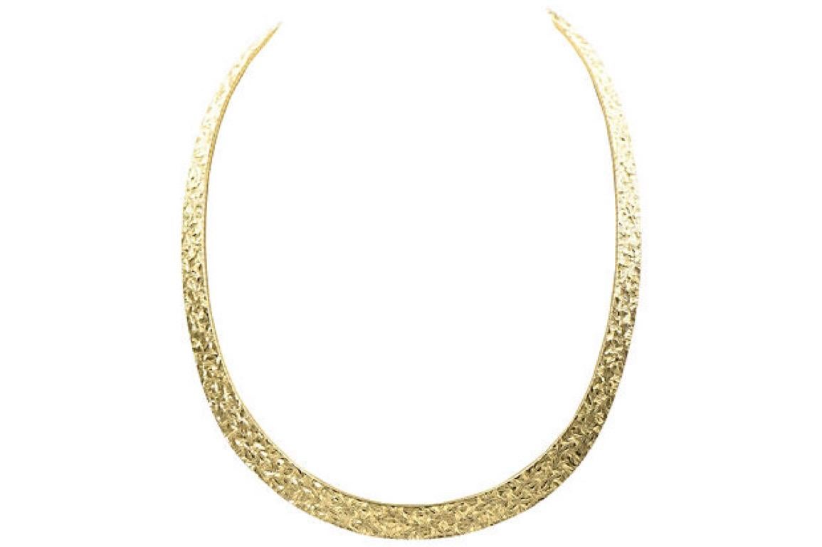 Collana in argento 925 placcato oro con texture in vendita 4