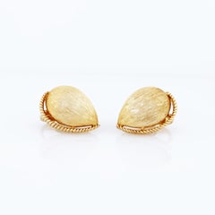 Textured Gold Teardrop Earrings By Crown Trifari, 1960s