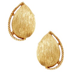 Vintage Textured Gold Teardrop Earrings By Crown Trifari, 1960s