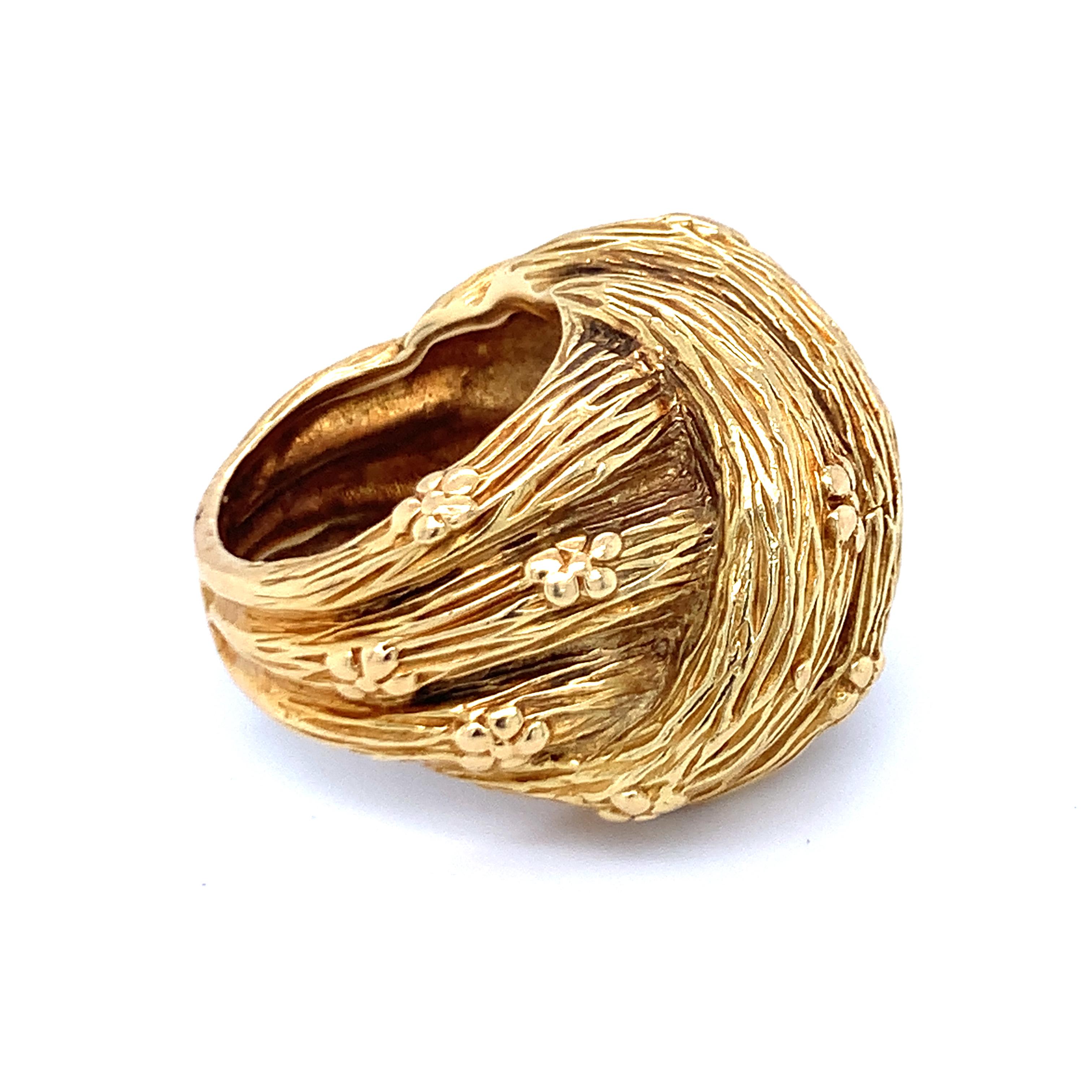 Textured Golden Knot Ring by Hammerman Brothers In Good Condition For Sale In Beverly Hills, CA