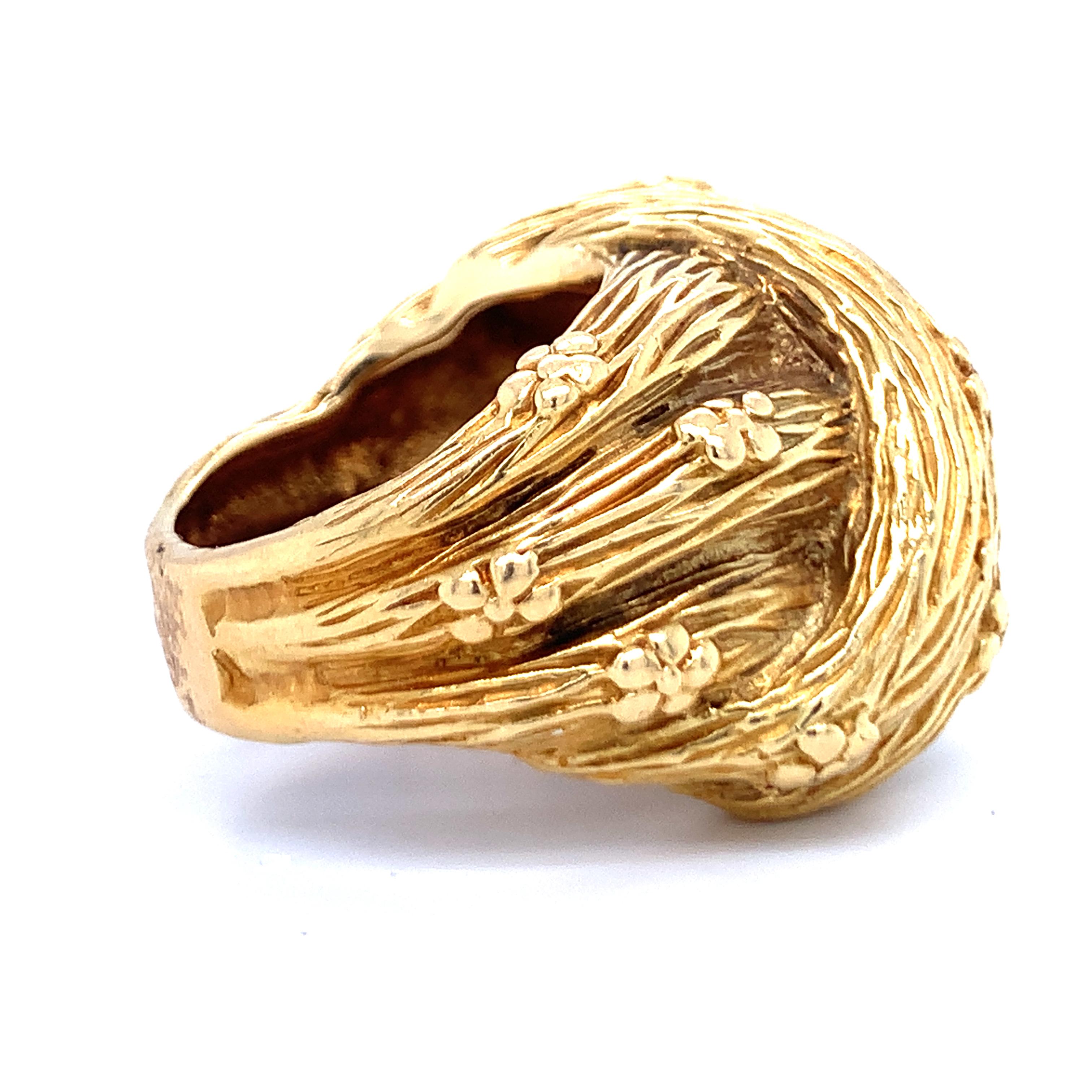 Women's Textured Golden Knot Ring by Hammerman Brothers For Sale