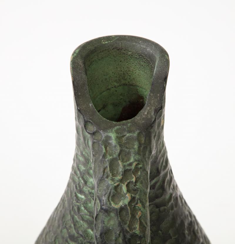Textured Green Glazed Terracotta Vase/Pitcher, 20th Century For Sale 5