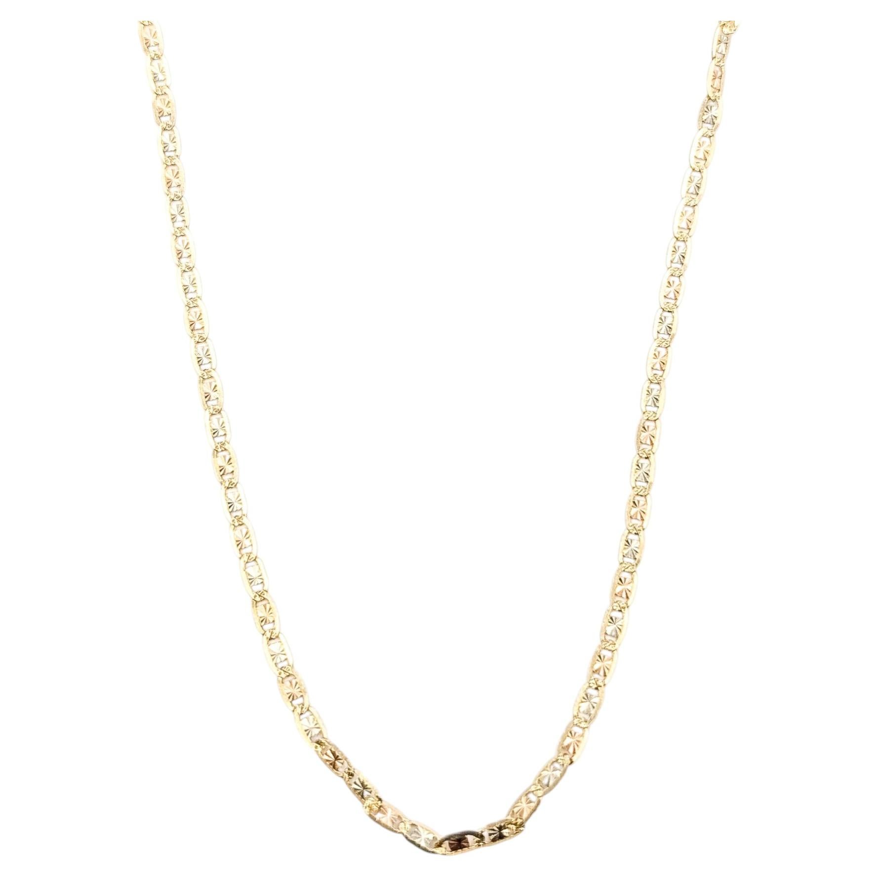 Textured Gucci Link Necklace in 14k Two-Tone Gold For Sale
