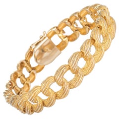 Textured Heavy Curb Link Bracelet Vintage 14k Yellow Gold Estate Jewelry