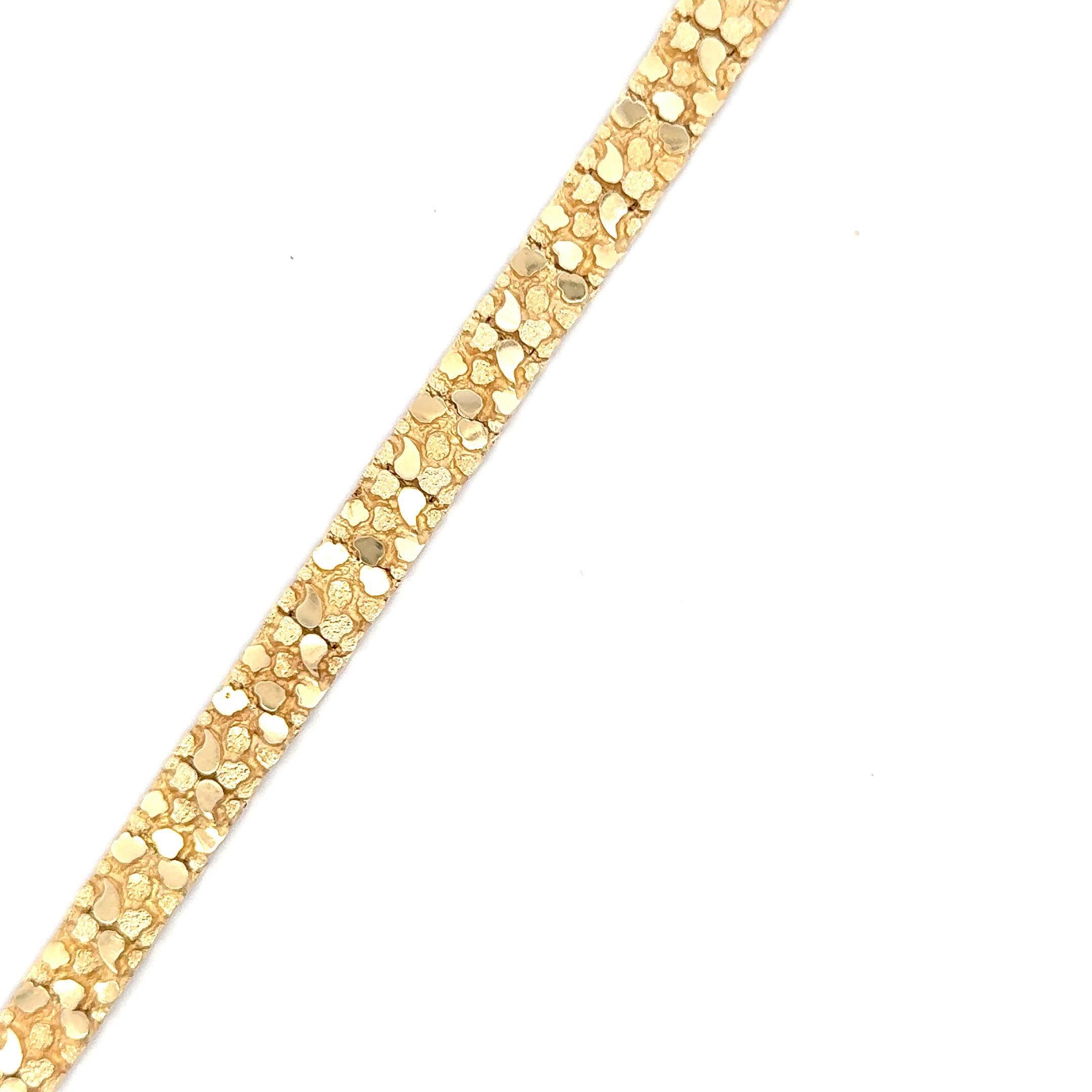Texturiertes & hochglanzpoliertes Armband mit Steinmotiv 27,4 Gramm 14 Karat Gelbgold  im Zustand „Hervorragend“ im Angebot in New York, NY