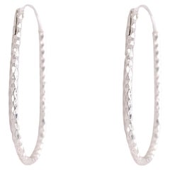 Textured Oval Hoop Earrings, Sterling Silver