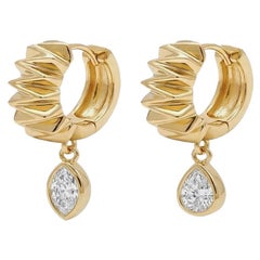 Textured hoops with 0.75ct TCW antique marquise and an antique pear diamond