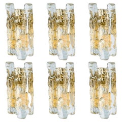 Apliques dorados de cristal de hielo texturizado Kalmar, años 70