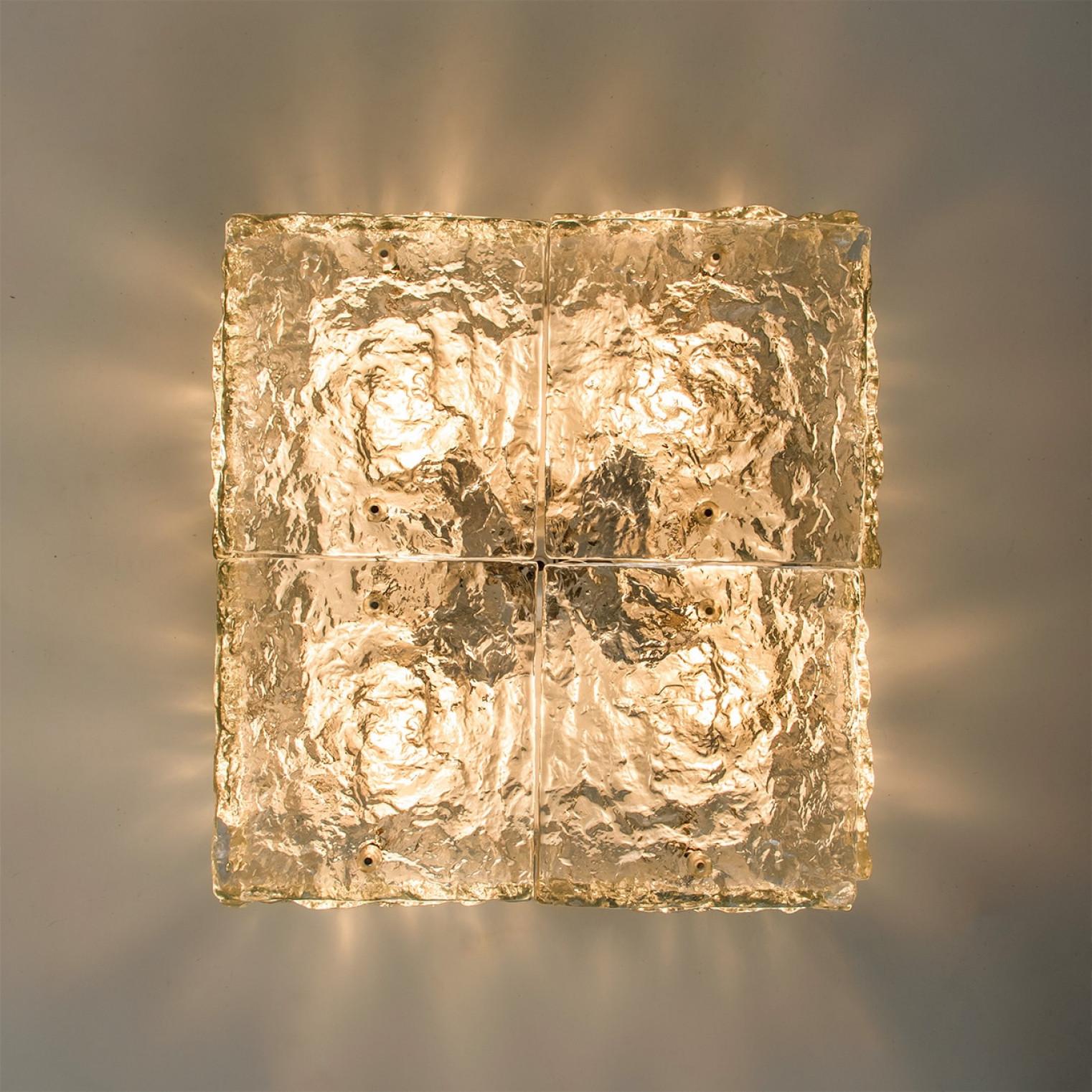 Verre Monture encastrée carrée en verre glacé texturé de Kalmar, Autriche, 1960 en vente