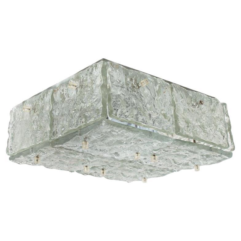 Monture encastrée carrée en verre glacé texturé de Kalmar, Autriche, 1960