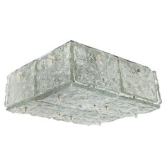 Textured Iced Glass Square Flush Mount by Kalmar, Austria 1960