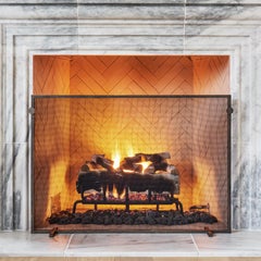 Textured Knobs Fire Screen in Warm Black, Ready to Ship