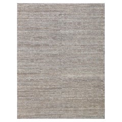 Textured light brown high low pile Natural Wool Rug 9'3''x12'3''